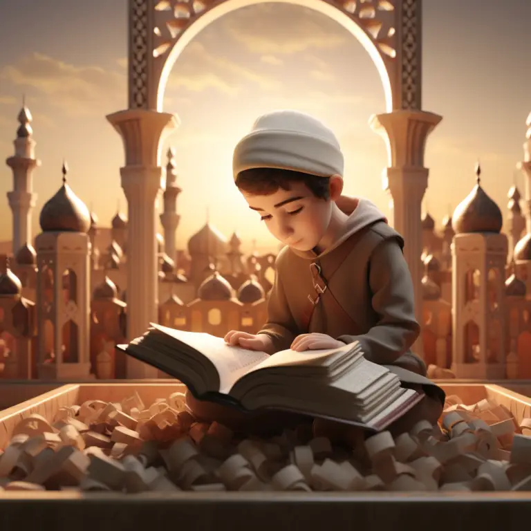 mohab.mohamed_muslim_boy_reading_book_in_3d_ff34538c-eadc-4369-a8af-00baac7d6878